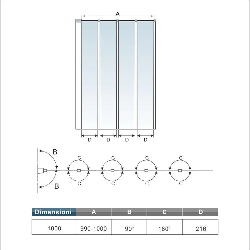 Aica 100x140 cm Sopravasca Parete Per Vasca Pieghevole a Libro 4 Antine Vetro Temperato Trasparente 4 mm Telaio Con Processo Di Elettroforesi - Image 6