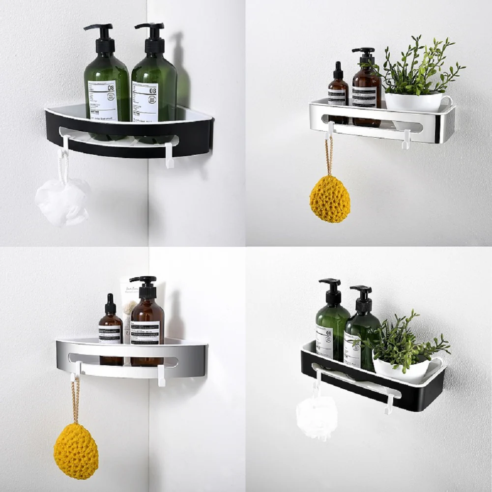 AICA Mensola Doccia Angolare Organizzatore Senza Chiodi SUS 304 Acciaio Inox ABS Cesto Antiruggine per Bagno Argento Lucidato - Image 6